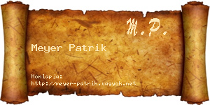 Meyer Patrik névjegykártya
